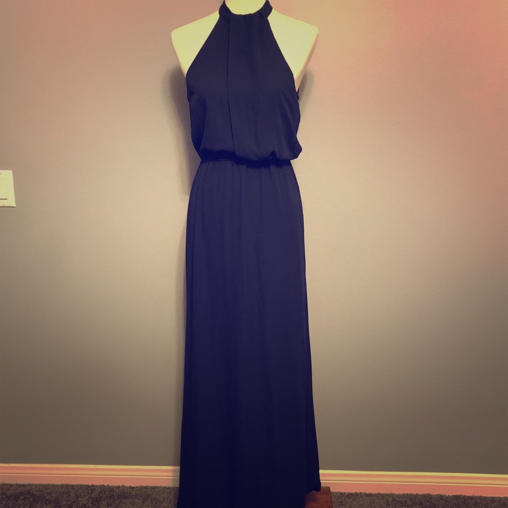 NWT! Slimming & Elegant Halter Navy Blue Dress